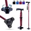 HurryCane Freedom Edition Foldable Walking Cane with T Handle - Enhanced Mobility Support - Patented SteadiGrip Base - Adjustable Height - Lightweight Foldable Design - Red view 1