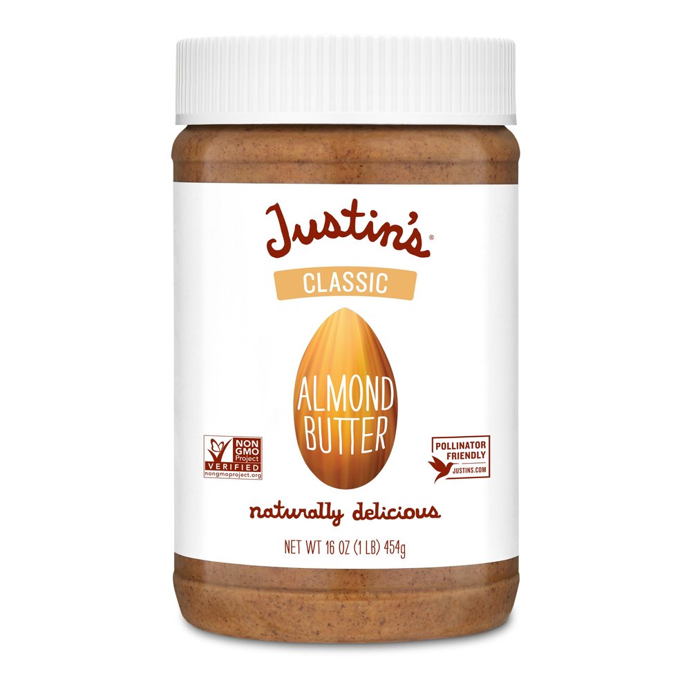 Justin's Classic Almond Butter, Only Two Ingredients, No Stir, Gluten-free, Non-GMO, Keto-friendly, Responsibly Sourced, 16 Ounce Jar (6 Pack)