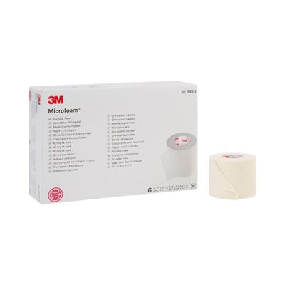 3M Microfoam Surgical Tape, Non-Sterile, Water-Resistant, White, 2 in x 5 1/2 yds, 6 Count