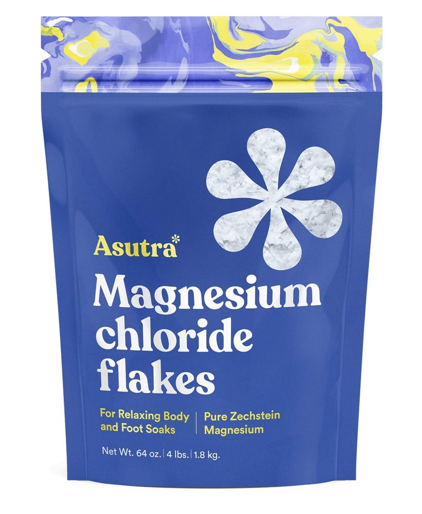 ASUTRA Magnesium Chloride Bath Flakes, 4 lbs - for Relaxing Foot & Body Soaks, Epsom Salt Alternative, Rapid Absorption