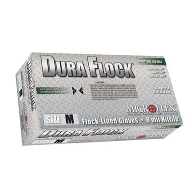Microflex DFK-608-L, Dura Flock Glove, Nitrile, Large, Pack of 50