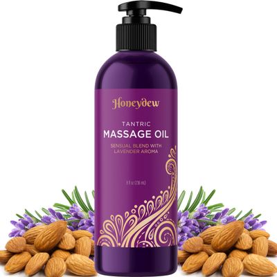 Lavender Massage Oil for Couples Relaxation - Non Greasy Non Staining Irresistibly Silky Full Body Massage Oil for Massage Therapy with Lavender Essential Oil - Therapeutic Grade Non GMO and Vegan