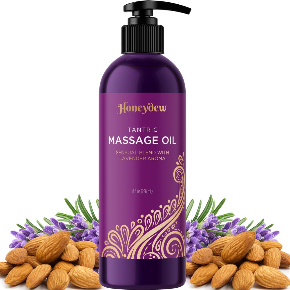 Lavender Massage Oil for Couples Relaxation - Non Greasy Non Staining Irresistibly Silky Full Body Massage Oil for Massage Therapy with Lavender Essential Oil - Therapeutic Grade Non GMO and Vegan