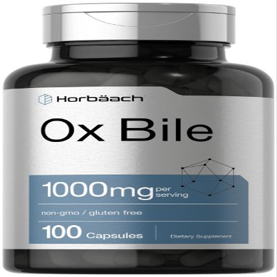 Horbach Ox Bile Supplement | 1000mg | 100 Capsules | Digestive Enzymes Supplement | Non-GMO & Gluten Free