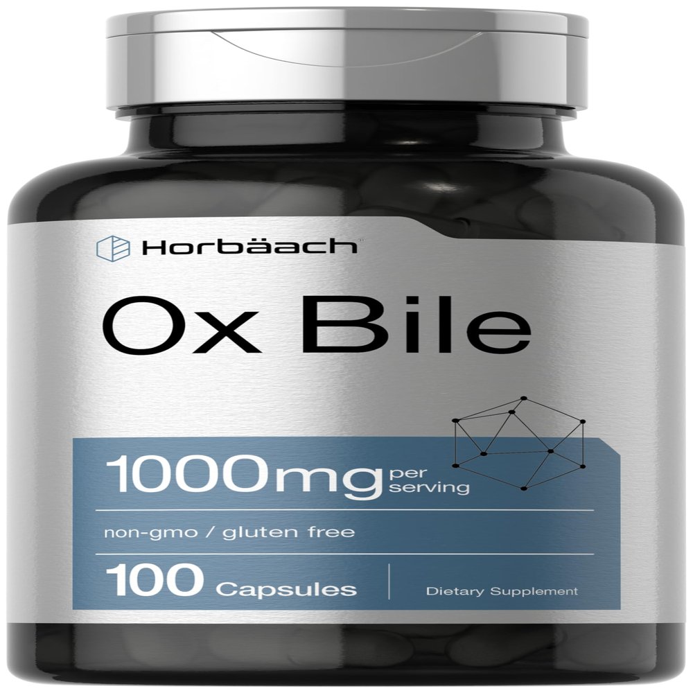 Horbach Ox Bile Supplement | 1000mg | 100 Capsules | Digestive Enzymes Supplement | Non-GMO & Gluten Free