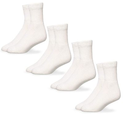 Carolina Ultimate Mens Non-Binding Diabetic Cotton Quarter Socks 4 Pair Pack (Shoe Size: 9-13 / Sock Size: 10-13, White)