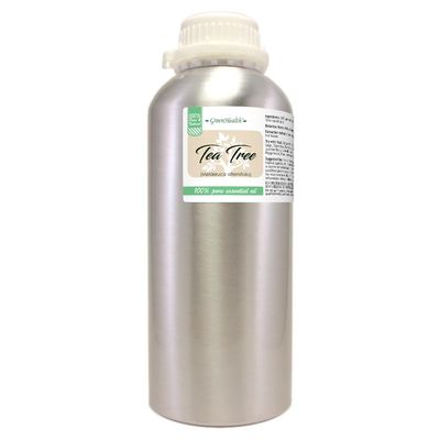 Tea Tree Essential Oil  32 fl oz (1 Quart)  100% Pure & Undiluted  Steam-Distilled Melaleuca  Bulk Size for Aromatherapy, Cleaning, DIY, and Candle Making  Aluminum Bottle  GreenHealth