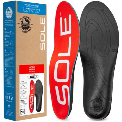 SOLE Active Medium Insoles - Custom Moldable Orthotic Support for Any Arch Type, Plantar Fasciitis Relief - Mens 13/Womens 15, 1 Pair