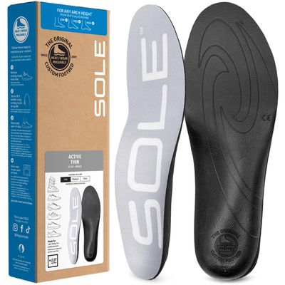 Sole Active Thin Shoe Insoles Orthotic Arch Support Inserts for Plantar Fasciitis Relief - Mens Size 13/Womens Size 15, 1 Pair