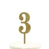 Andaz Press 3rd Birthday and Anniversary Acrylic Cake Toppers, Gold Glitter, Number 3, 1-Pack view 1