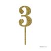 Andaz Press 3rd Birthday and Anniversary Acrylic Cake Toppers, Gold Glitter, Number 3, 1-Pack view 3