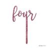Andaz Press Birthday and Anniversary Acrylic Cake Toppers, Pink Glitter, Four, 1-Pack view 3