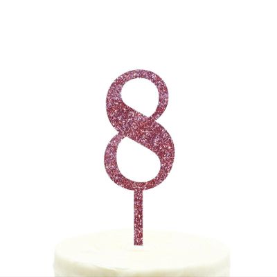 Andaz Press 8th Birthday and Anniversary Acrylic Cake Toppers, Pink Glitter, Number 8, 1-Pack