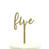 Andaz Press Birthday and Anniversary Acrylic Cake Toppers, Gold Glitter, Five, 1-Pack view 1