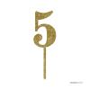 Andaz Press 5th Birthday and Anniversary Acrylic Cake Toppers, Gold Glitter, Number 5, 1-Pack view 3