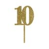 Andaz Press 10th Birthday and Anniversary Acrylic Cake Toppers, Gold Glitter, Number 10, 1-Pack view 1