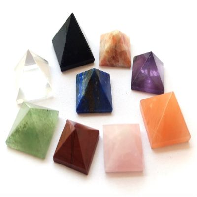 Genius Gemstone Lot of 9 Multi Crystal Mini Pyramid Wellness Healing Psychic Energy Reiki Positive Feng Shui Energy Home Office Gift Metaphysical Bagua Vaastu