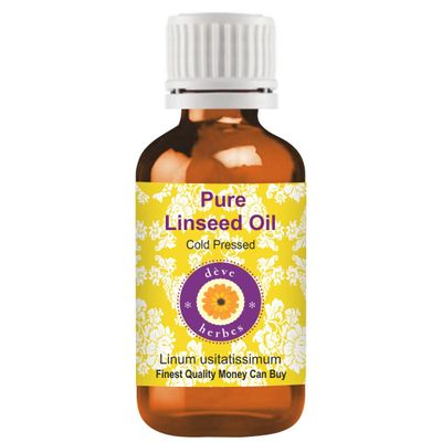 Deve Herbes Pure Linseed Oil (Linum usitatissimum) Natural Therapeutic Grade Cold Pressed 5ml (0.16 oz)