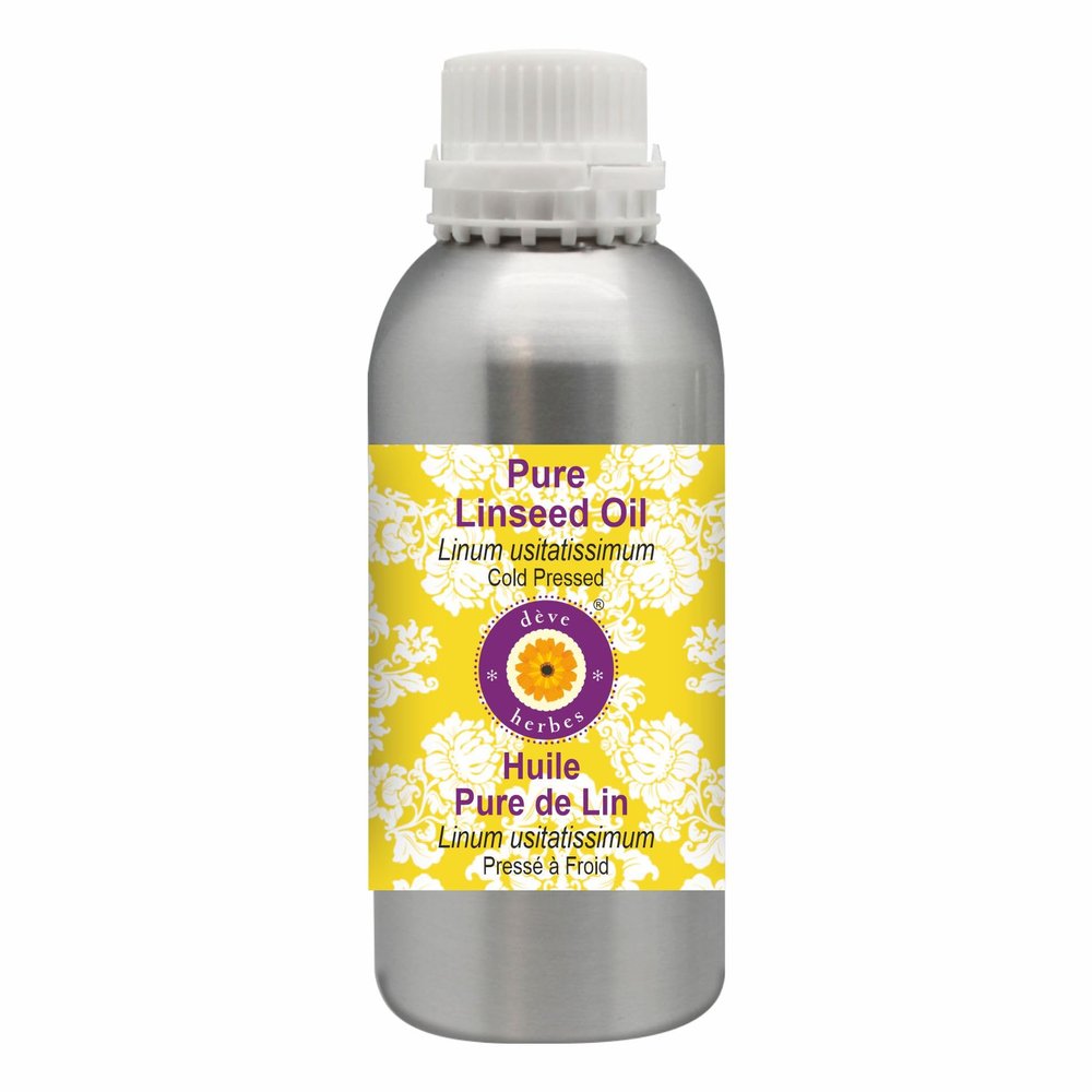 Deve Herbes Pure Linseed Oil (Linum usitatissimum) Cold Pressed 300ml (10 oz)