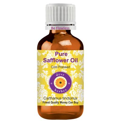 Deve Herbes Pure Safflower Oil (Carthamus tinctorius) Cold Pressed 30ml (1 oz)