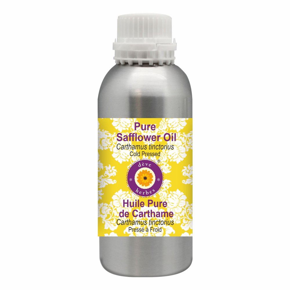 Deve Herbes Pure Safflower Oil (Carthamus tinctorius) Cold Pressed 630ml (21 oz)