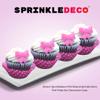 12pk Shimmer Baby Pink Ribbon Bows Cake Cupcake Sugar Decoration Toppers view 4