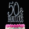 50 & Fabulous Crystal Cake Toppers Bling Silver Cake Decorations 50th Birthday Cake Toppers by Yacanna view 1