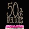 50 & Fabulous Gold Bling Crystal Cake Toppers 50th Birthday Cake Toppers by Yacanna view 1