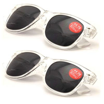 V.W.E. Clear Bifocal Outdoor Reading Sunglasses - Comfortable Stylish Simple Readers (2 Pair, 1.00)