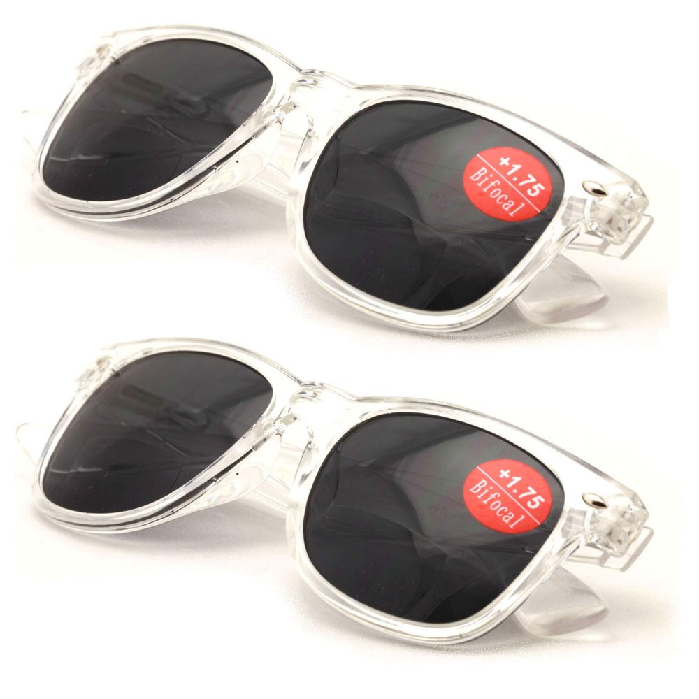 V.W.E. Clear Bifocal Outdoor Reading Sunglasses - Comfortable Stylish Simple Readers (2 Pair, 1.00)