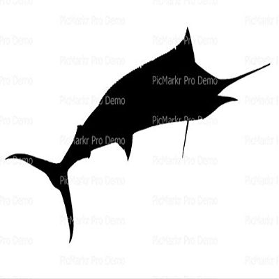 1/2 Sheet - Marlin Silhouette- Edible Cake/Cupcake Party Topper - D21522