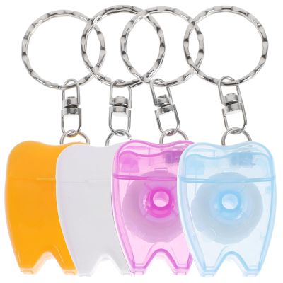 4pcs Keychain Portable Teeth with Ultra Thin Wire for Oral Care Random Color Freshen Breath Remove Effectively