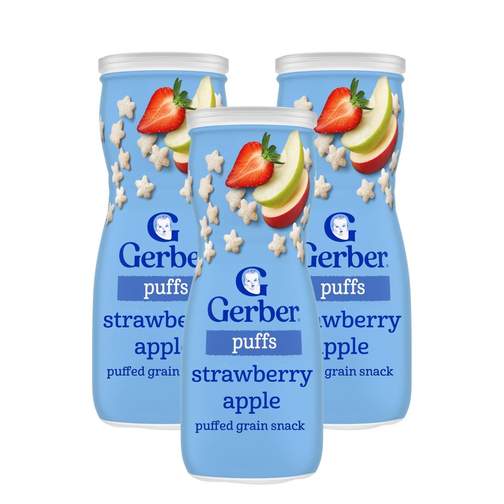 Gerber Stage 3 Baby Food, Strawberry Apple Puffs, 1.48 oz Canister (Pack of 3)