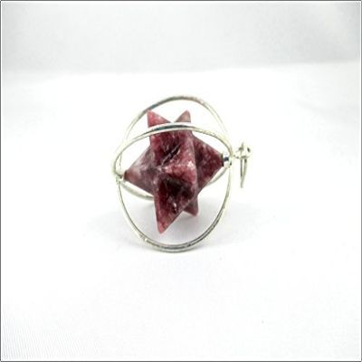 Jet Lepidolite Spinning Star Merkaba Pendant 1 inch Crystal Therapy Chakra Balancing Treatment Healing Stress Relief Enhances; Awareness visualization.