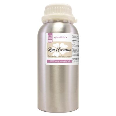 Essential Oil  16 fl oz (473 ml) Aluminum Bottle w/Plug Cap  100% Pure Essential Oil  GreenHealth (Rose Geranium)