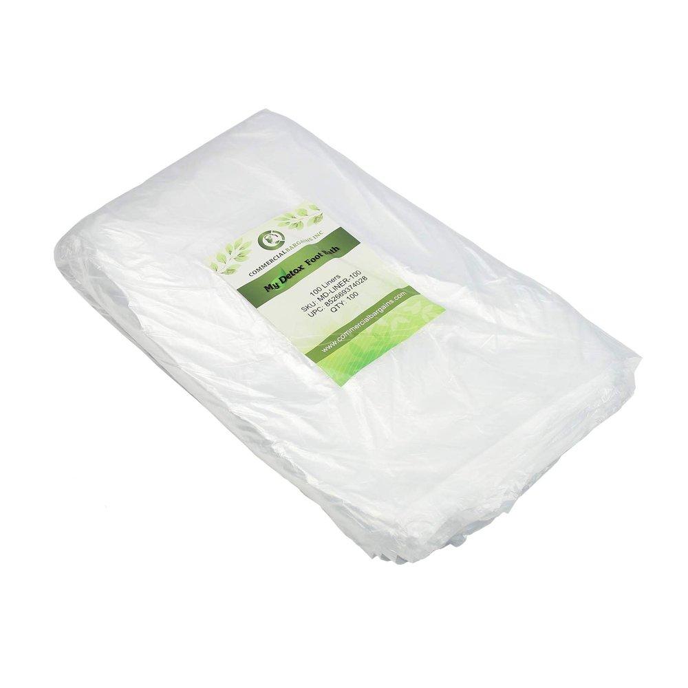 100 Disposable Lightweight Non-Toxic Plastic Foot Liners for Large Ionic My Detox Foot Tub Basin Size 28" X 28" 20% Thicker - 15-16 Microns
