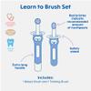 MAM Learn to Brush Set (1 Baby's Brush Toothbrush, 1 Training Brush, 1 Safety Shield), Baby Toothbrushes with Brushy The Bear, Interactive App, for Boys 5+ Months, Blue view 2