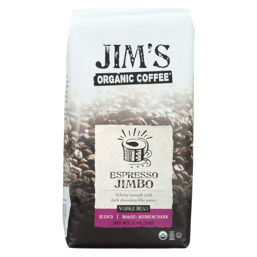 Jims Organic Espresso Jimbo Whole Bean Coffee, 11 Ounce - 6 per case.6