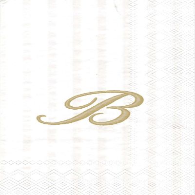 Ideal Home Range 3-Ply Paper Monogram Guest Towel, White/Gold (Pack of 2) (2, Letter B)