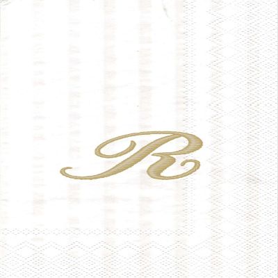 Ideal Home Range 3-Ply Paper Monogram Guest Towel, White/Gold (Pack of 2) (2, Letter R)