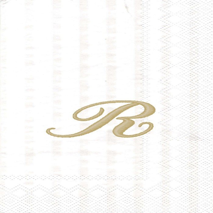 Ideal Home Range 3-Ply Paper Monogram Guest Towel, White/Gold (Pack of 2) (2, Letter R)