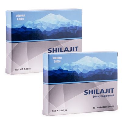 Natural Shilajit in Tablets, 2 Packs of 60 Tablets (Total 120 Tablets) Golden Shilajit label