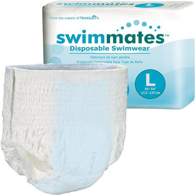 Swimmates Adult Swim Underwear, Pull-Up with Tear-Away Side Seams, Unisex, Disposable, Large (44"- 54" Waist), 18 Count (Pack of 1)