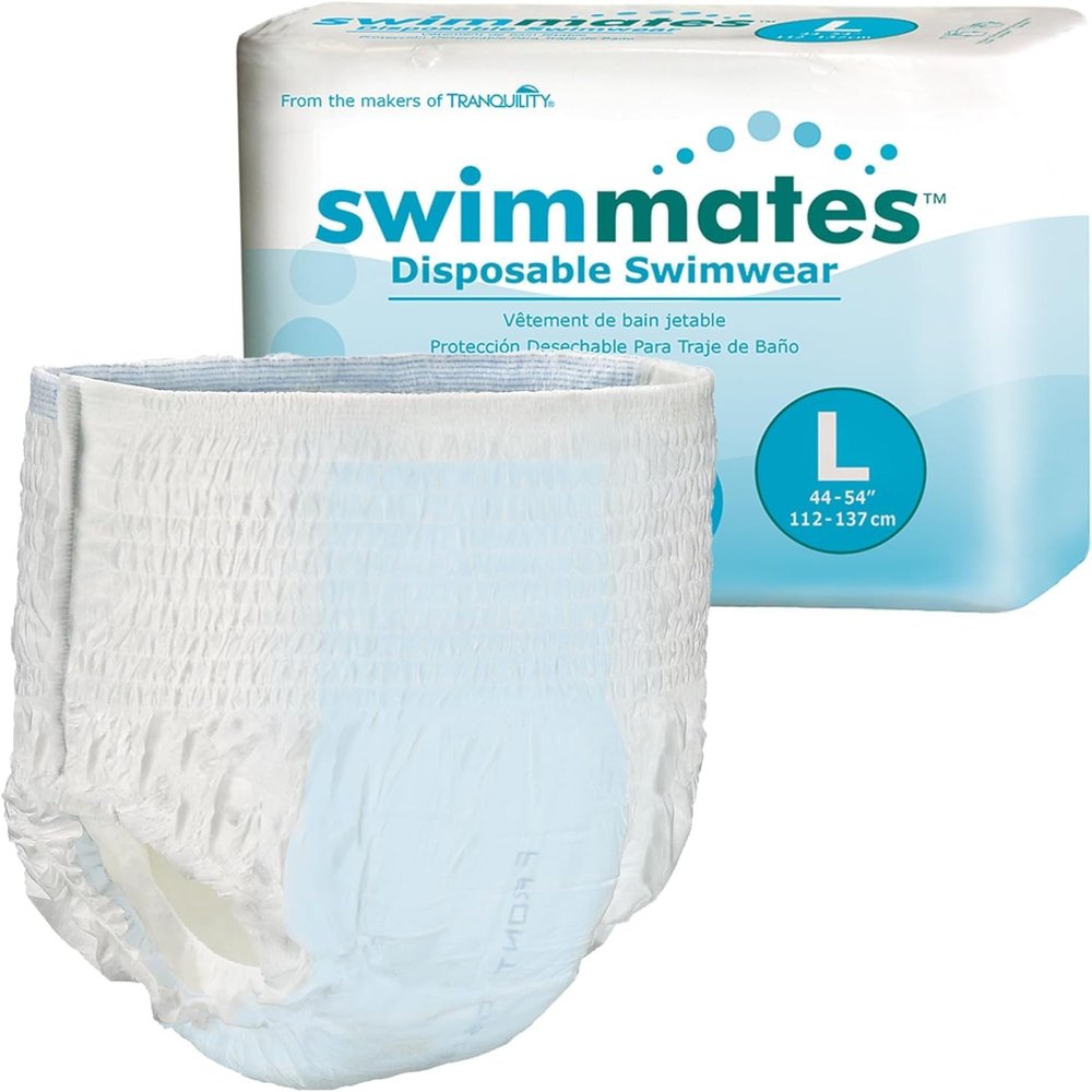 Swimmates Adult Swim Underwear, Pull-Up with Tear-Away Side Seams, Unisex, Disposable, Large (44"- 54" Waist), 18 Count (Pack of 1)