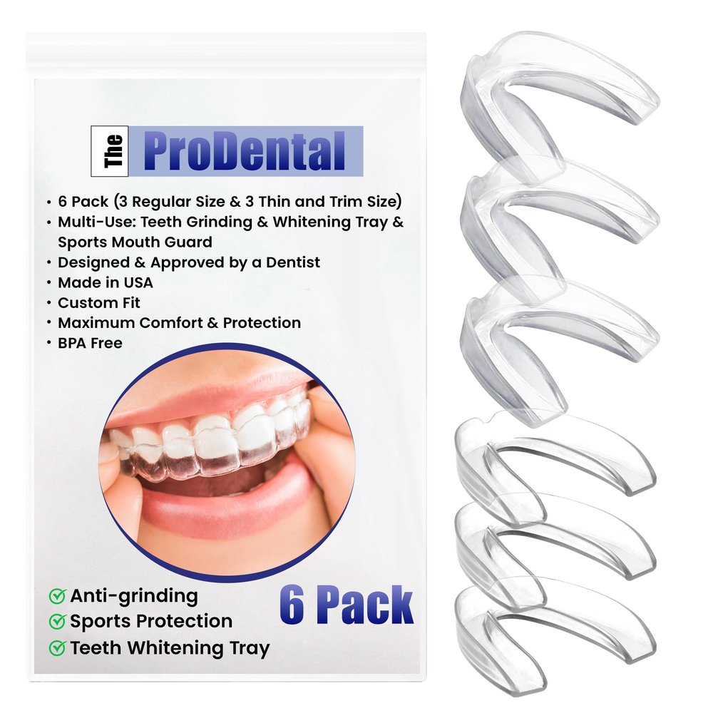Professional Mouth Guard for Grinding Teeth - 6 Customizable Dental Guards - 2 Sizes, USA Made, BPA Free, Use for Bruxism and Clenching, Also for Sports and Teeth Whitening