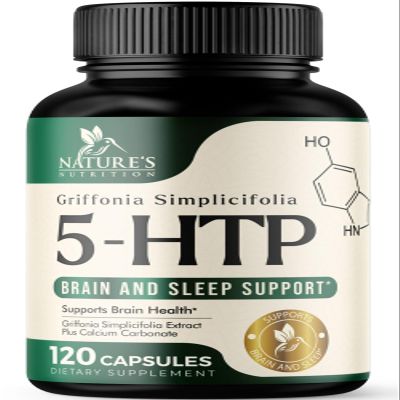 5HTP 200mg Capsules - 5 HTP Supplement Plus Calcium for Brain Health & Sleep Support, Extra Strength Griffonia Simplicifolia 5-HTP Formula, 5 Hydroxytryptophan, Bottled in USA & Non-GMO - 120 Capsules