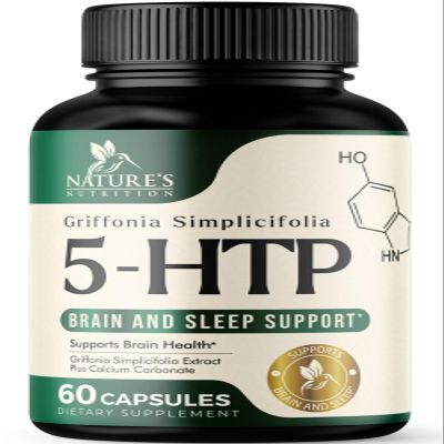 5HTP 200mg Capsules - 5 HTP Supplement Plus Calcium for Brain Health & Sleep Support, Extra Strength Griffonia Simplicifolia 5-HTP Formula, 5 Hydroxytryptophan, Bottled in USA & Non-GMO - 60 Capsules