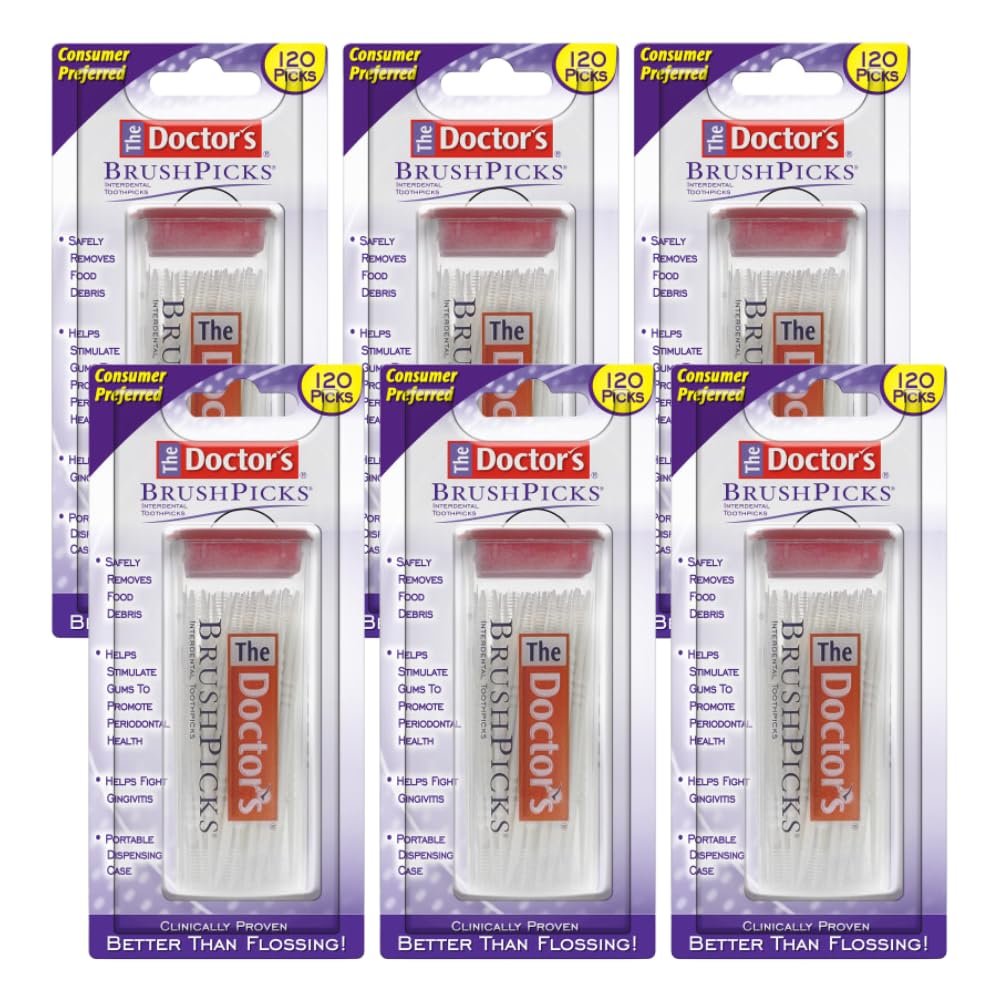 The Doctor's BrushPicks Interdental Toothpicks, 120 Count. (Pack of 6)