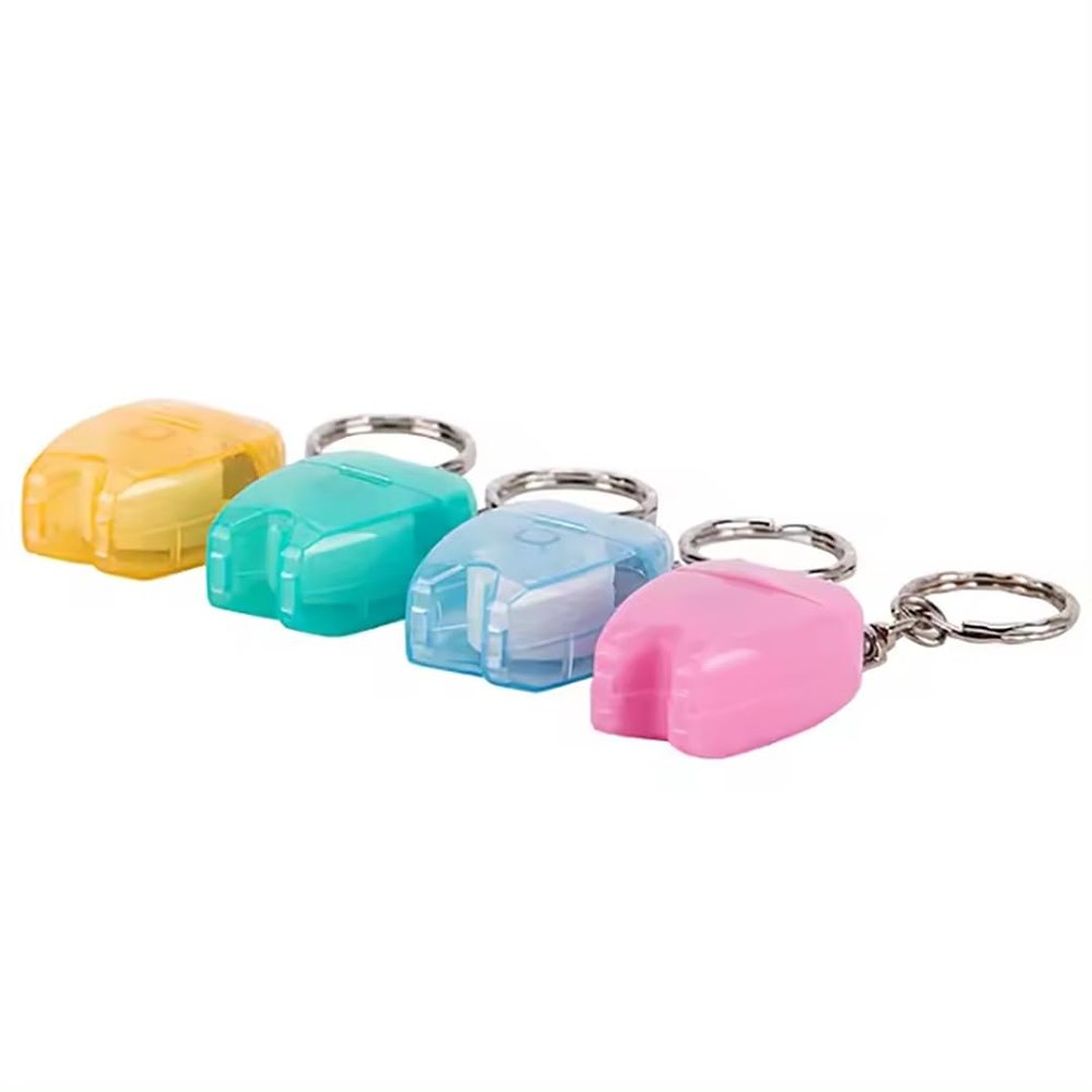 10pcs Promotional 15m Tooth Shaped Dental Floss Tooth Keychain