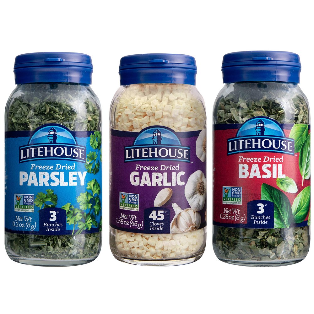 Litehouse Freeze-Dried Herbs Flavors of Italy - Freeze Dried Garlic, Basil, and Parsley, Substitute for Fresh Herbs, Non-GMO, Gluten-Free Seasonings - 3-Pack